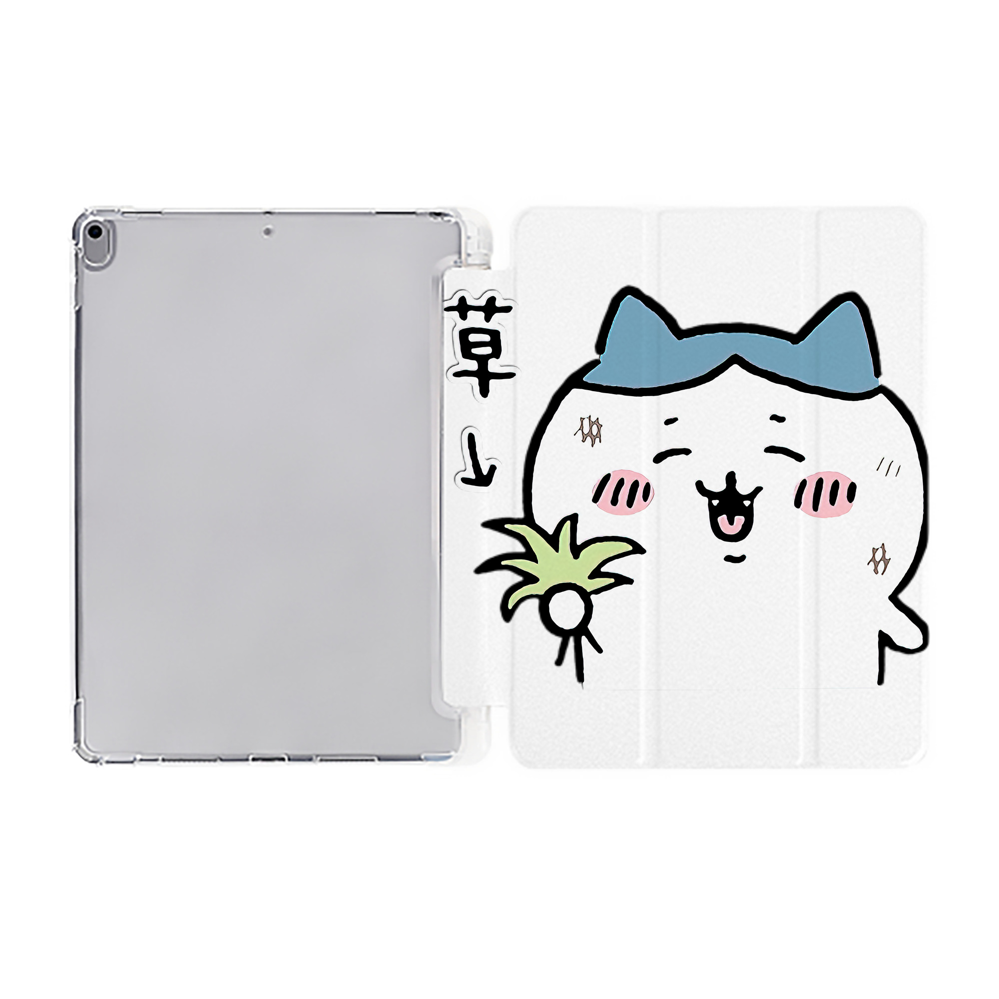 （画像用） ちいかわ ハチワレ Chii-kawa hachiware IPad ケース ペン収納付き 三つ折りスタンド PUレザー×シリコン 対応機種9.5/10.5/10.9インチ